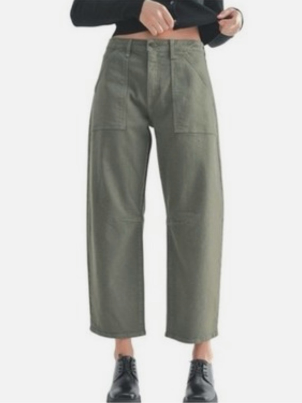 Relaxed Barrel Pants with Front Patch Pockets